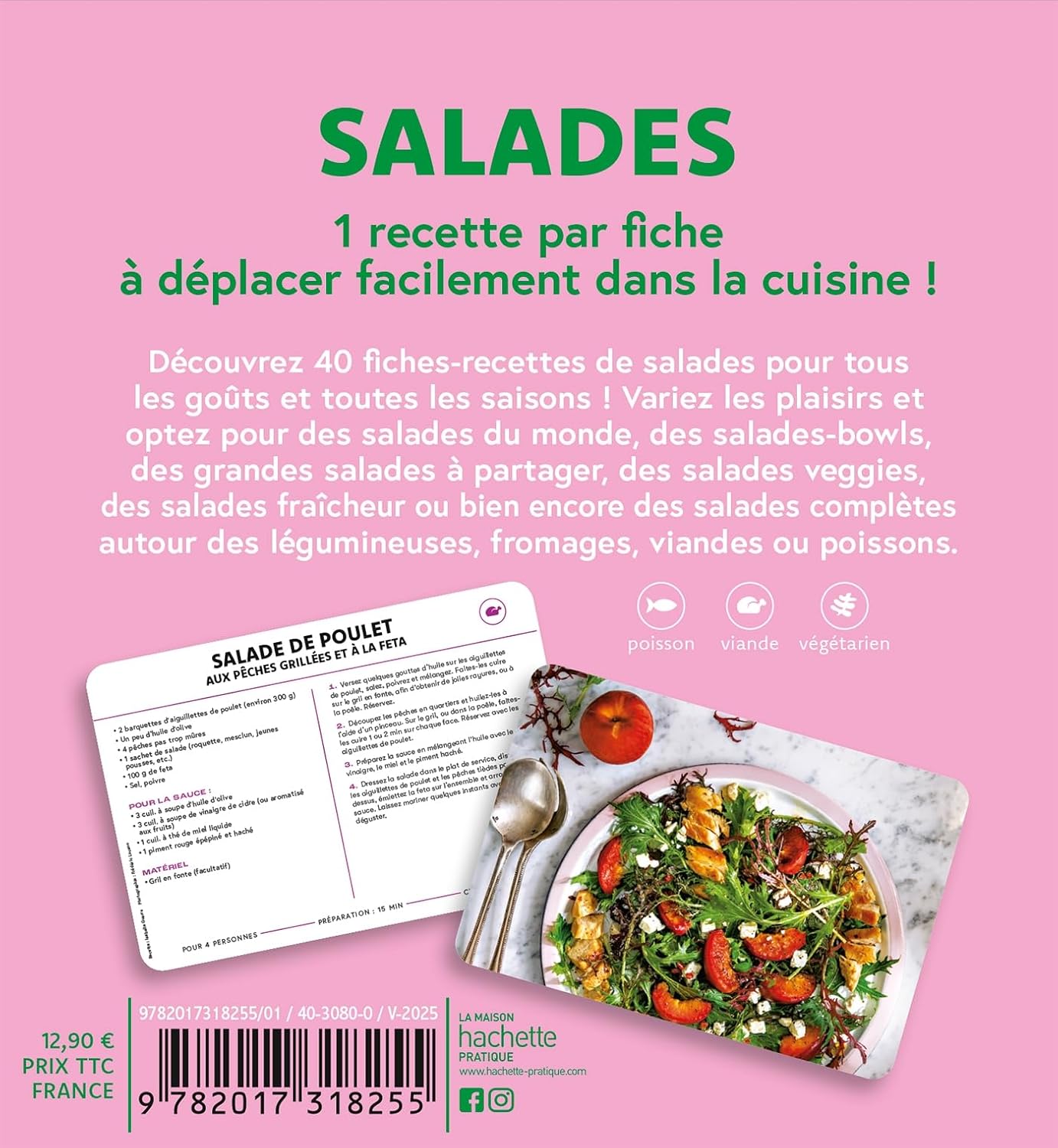 Coffret fiche - Salades - Marabout - Livre de cuisine - - La Guilde Culinaire
