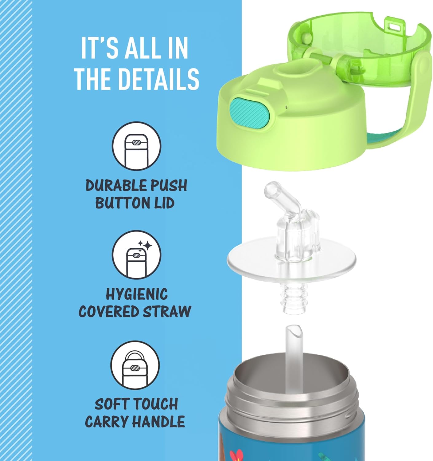 Bouteille d'eau FUNtainer avec paille 14oz (410 ml) - Moana - Thermos - Bouteille d'eau - - La Guilde Culinaire