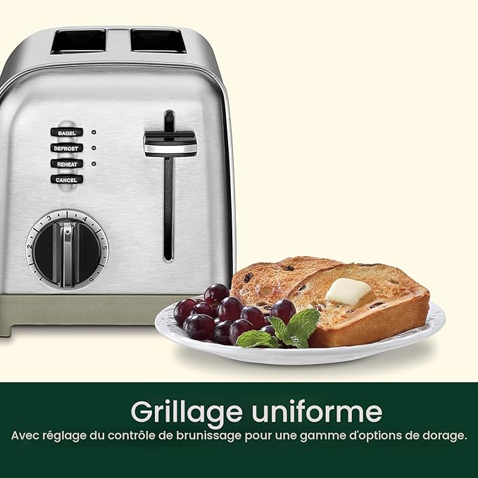 Grille-pain compact à 2 tranches en Métal
