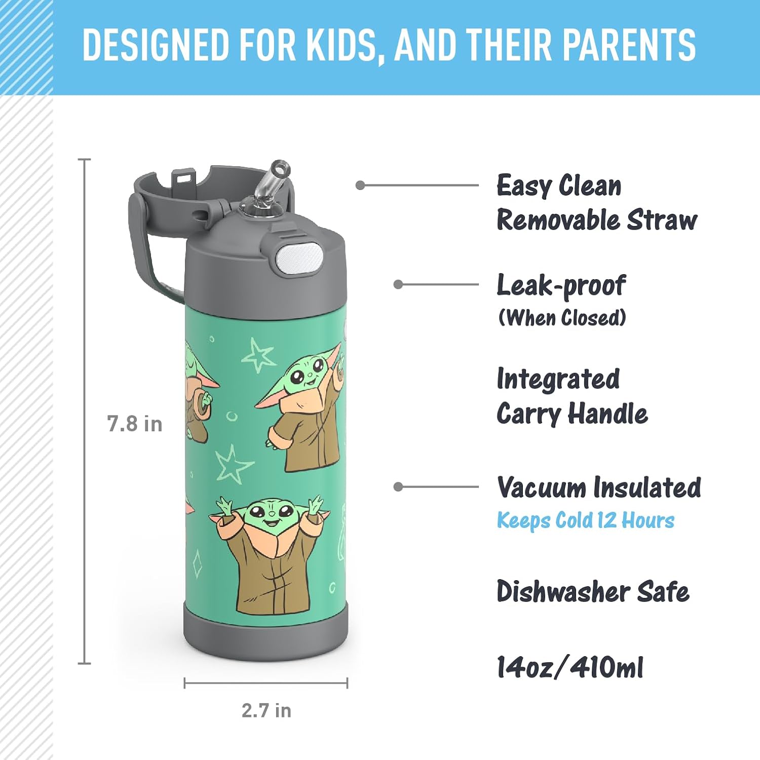 Bouteille d'eau FUNtainer avec paille 14oz (410 ml) - Le Mandalorien - Thermos - Bouteille d'eau - - La Guilde Culinaire