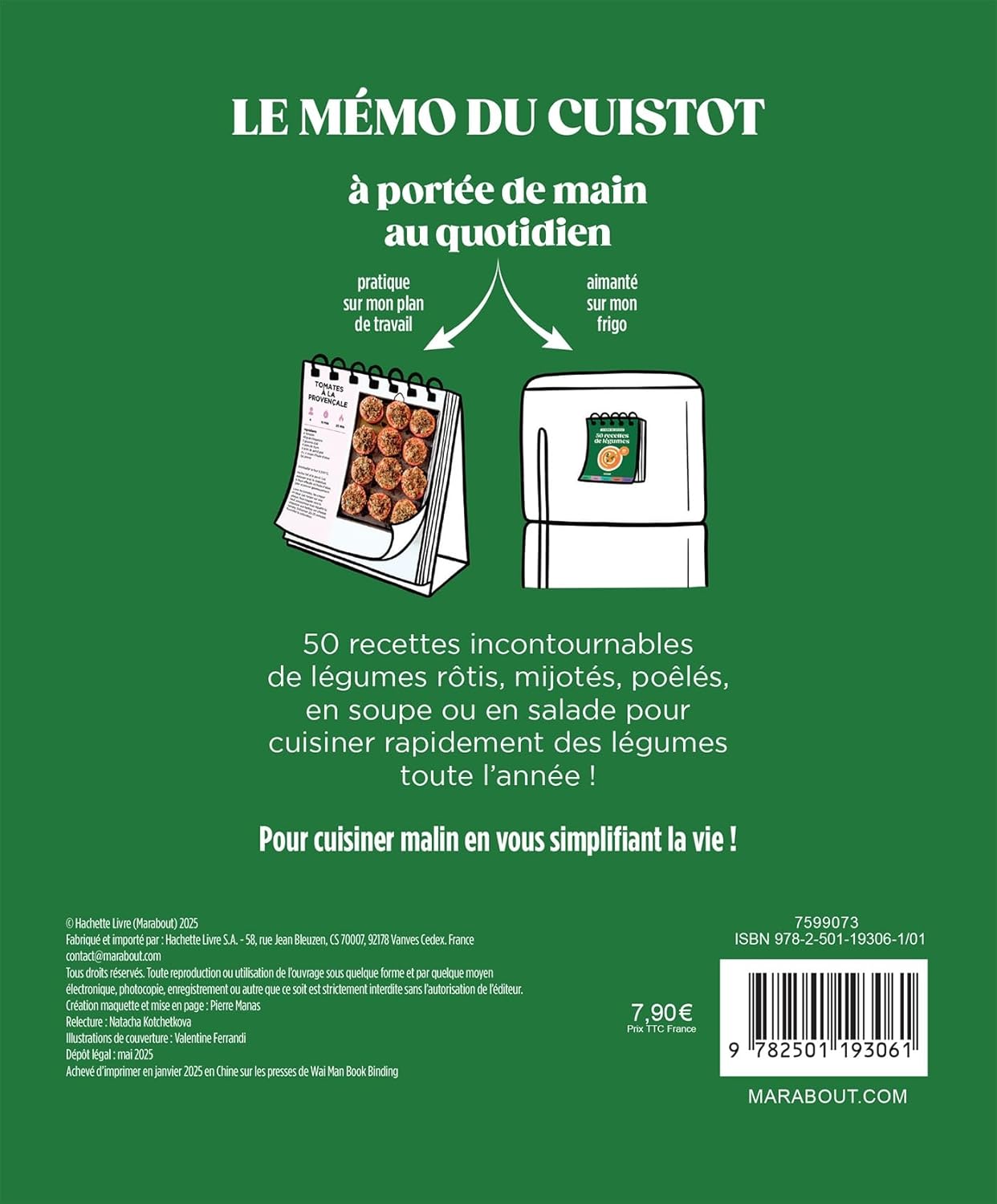 Le mémo du cuistot - Légumes - Marabout - Livre de cuisine - - La Guilde Culinaire