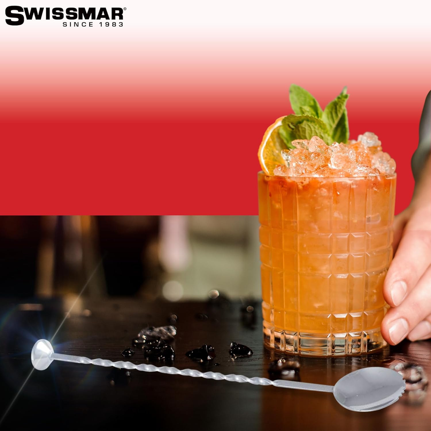 Cuillère à cocktail 27 cm - 10 po - Swissmar - Paille et agitateur à cocktail - - La Guilde Culinaire