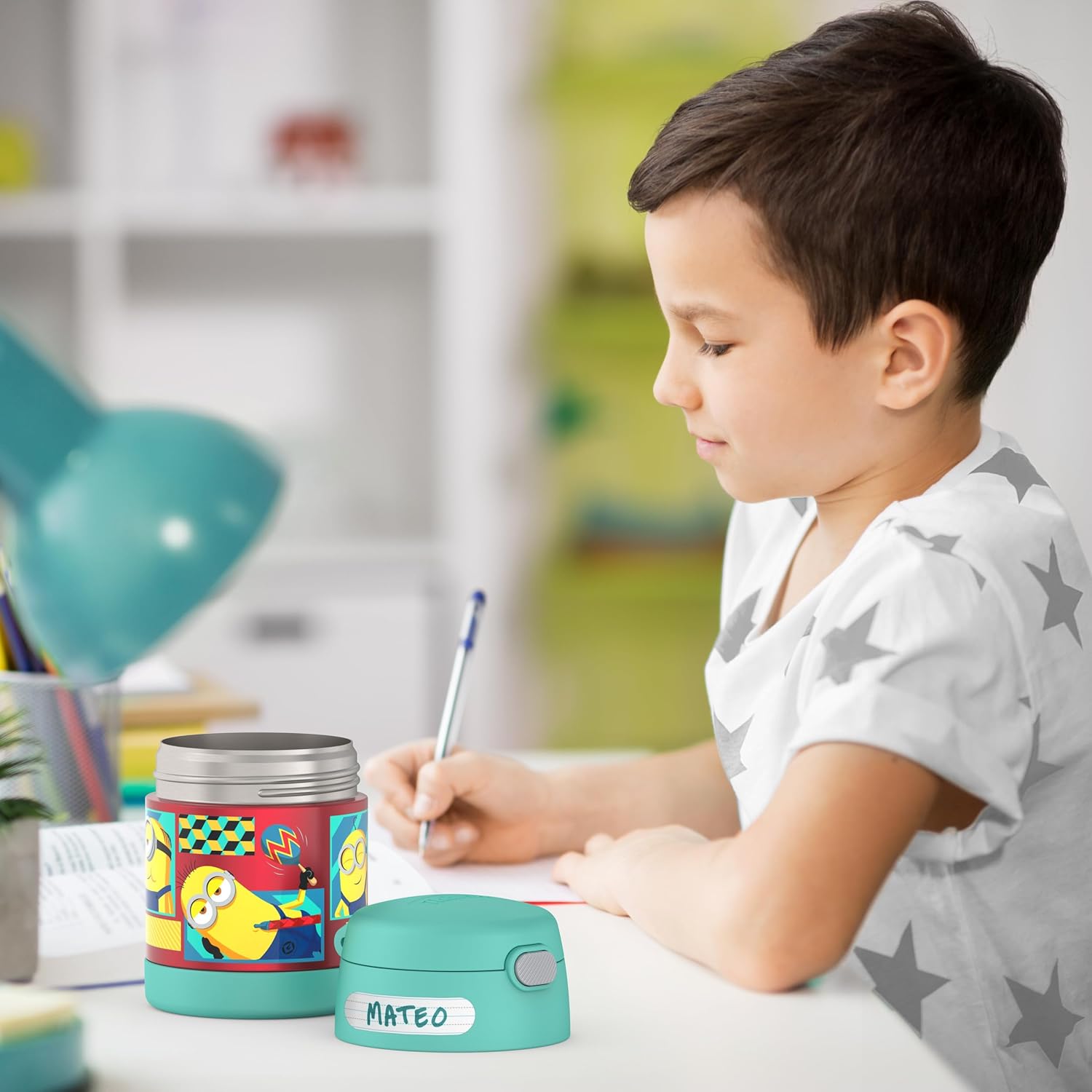 Contenant alimentaire FUNtainer avec cuillère 10oz (290 ml) - Moi, moche et méchant 4 - Thermos - Contenant pour aliment - - La Guilde Culinaire