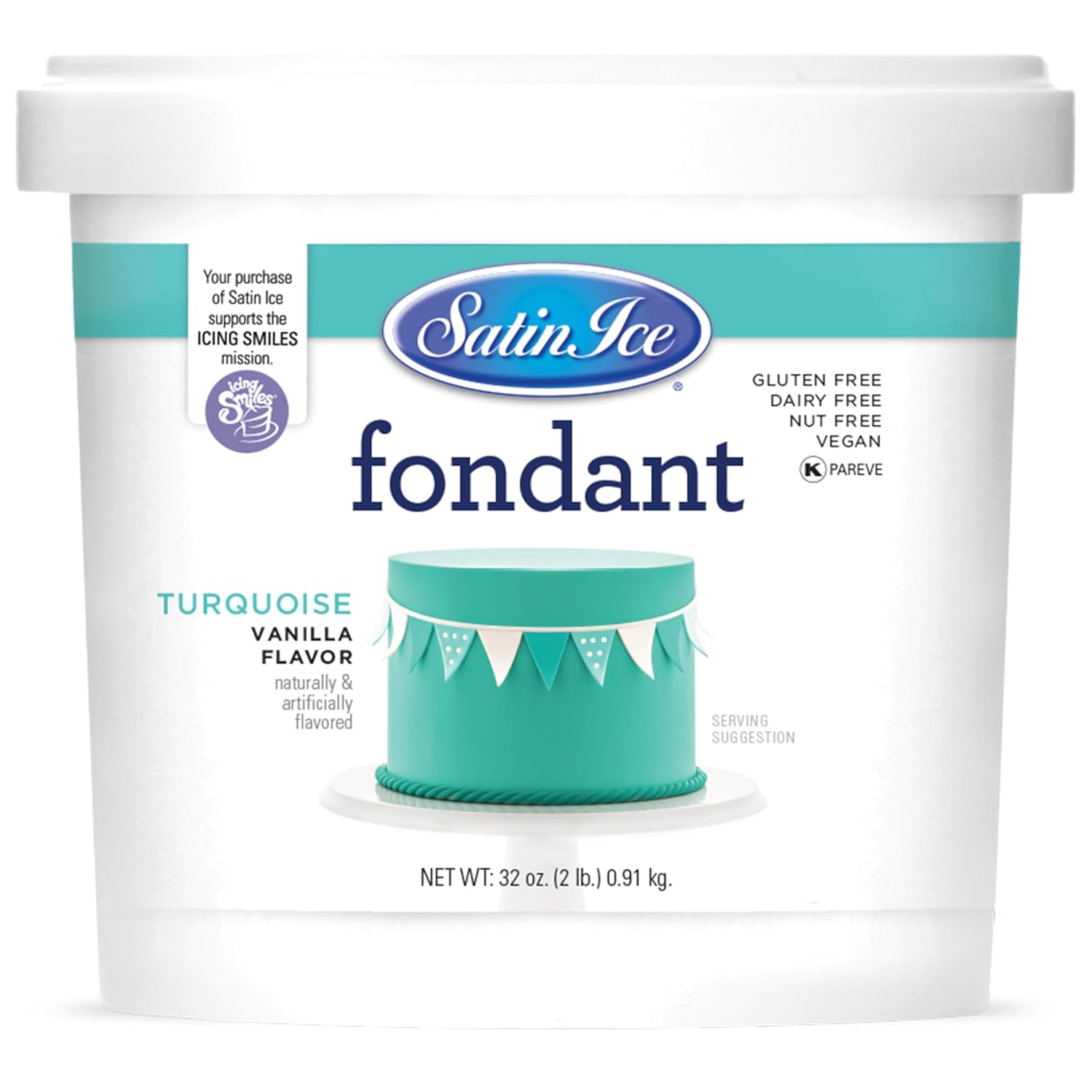 Fondant à Rouler 0.91 kg/2lb Satin Ice Turquoise - Satin Ice - Fondant - SAT-041 - La Guilde Culinaire