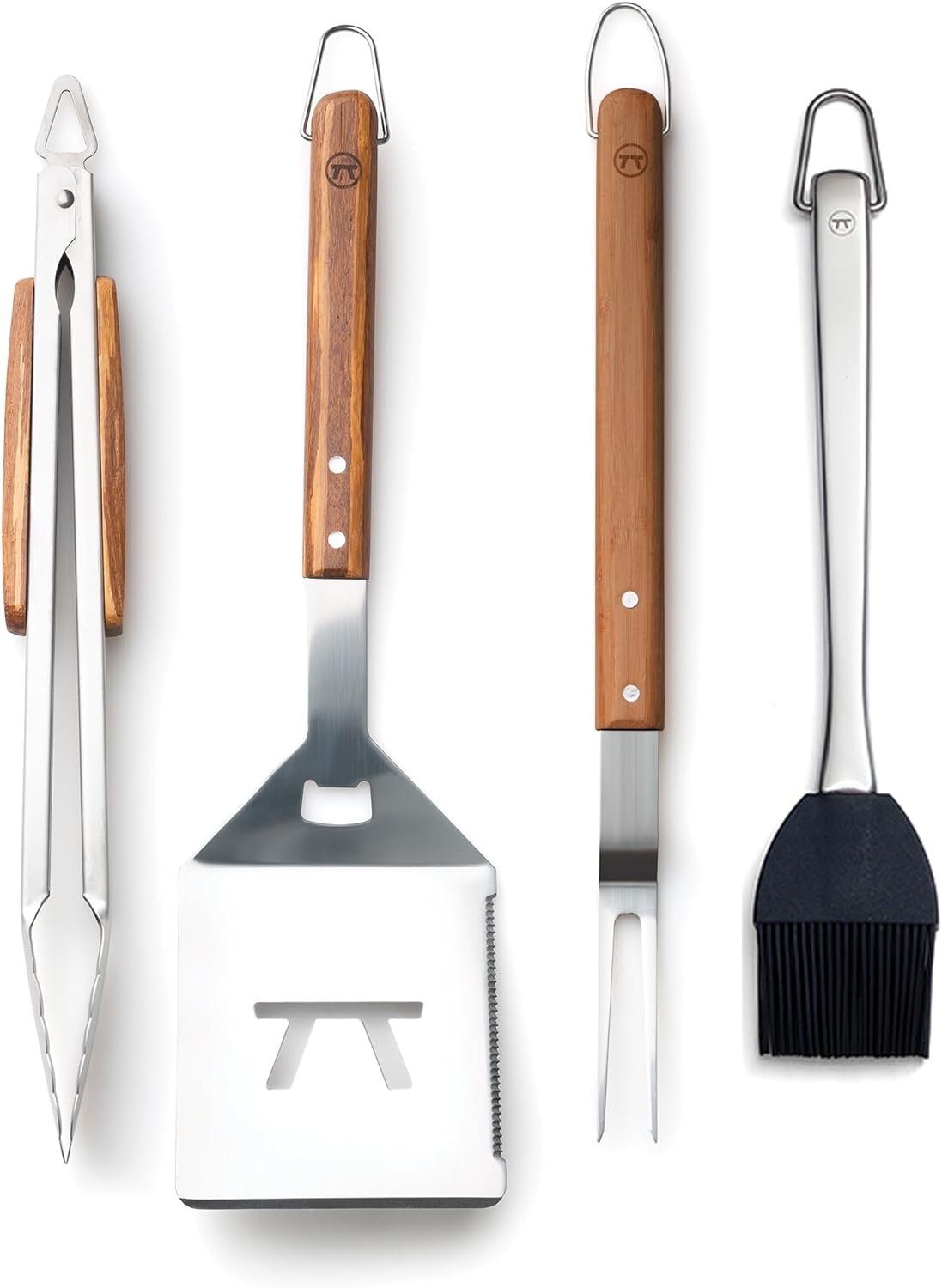 Ensemble d'outils en bambou à motif tigré, 4 pièces Foxrun    - Outset - Accessoire pour BBQ - 