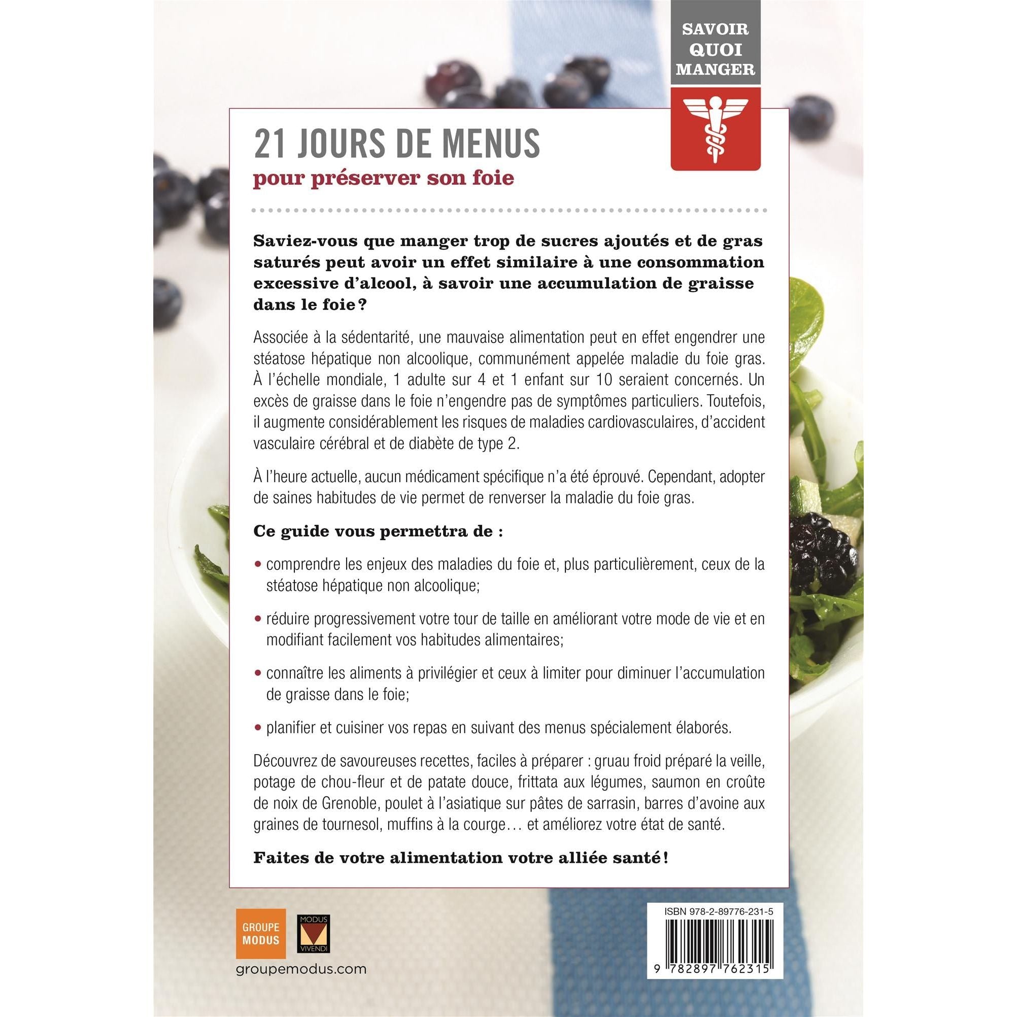 Savoir quoi manger – Santé du foie - Modus Vivendi Ed. - Livre de cuisine - - La Guilde Culinaire
