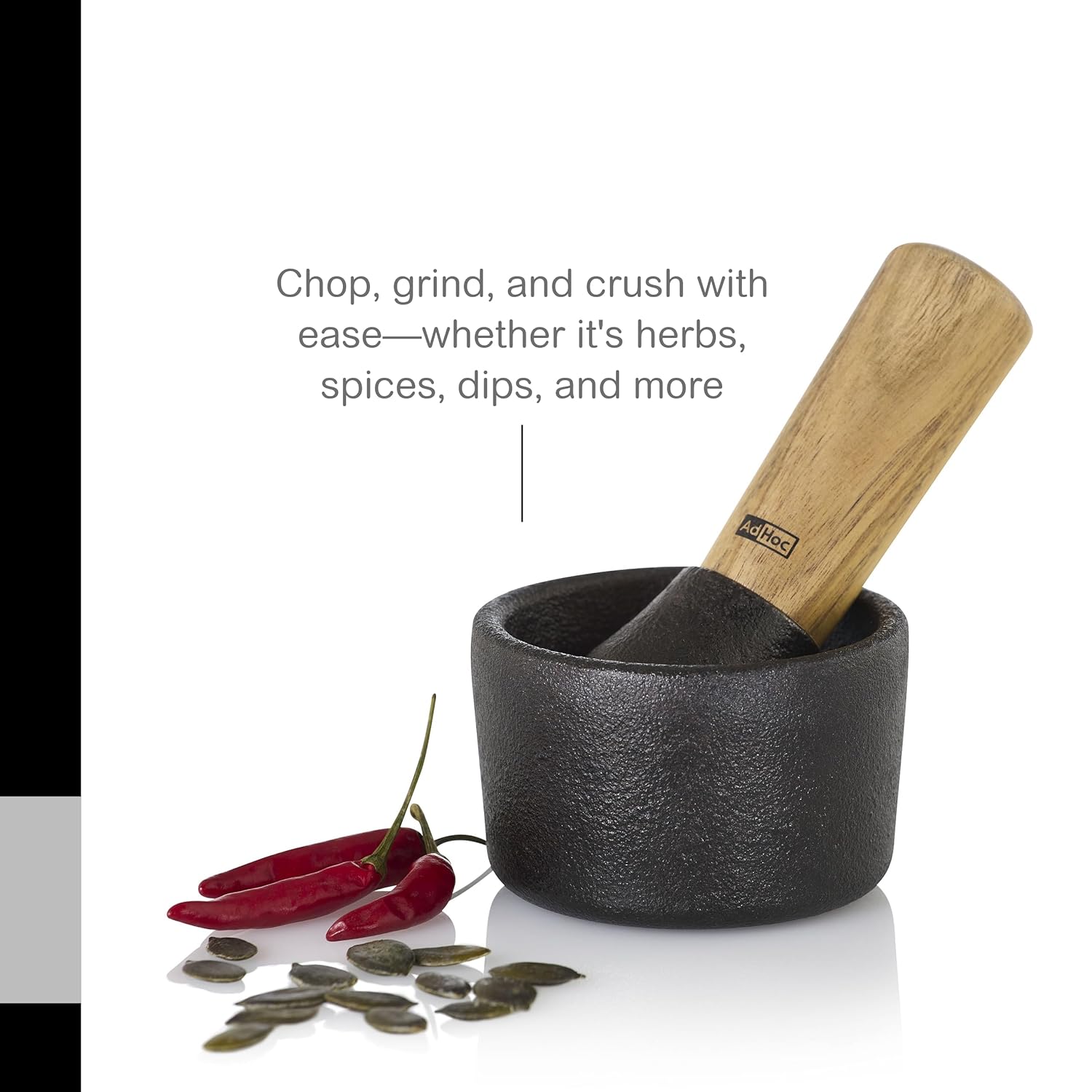 Mortier Camo.8 en fonte et bois d'acacia - AdHoc - Mortier et pilon - - La Guilde Culinaire