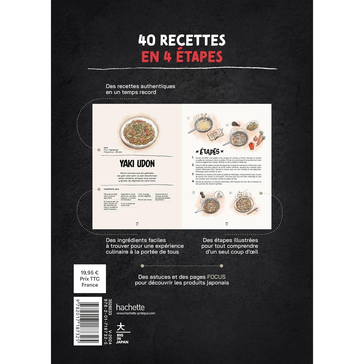 Recettes japonaises en 4 étapes - Hachette Ed. - Livre de cuisine - - La Guilde Culinaire