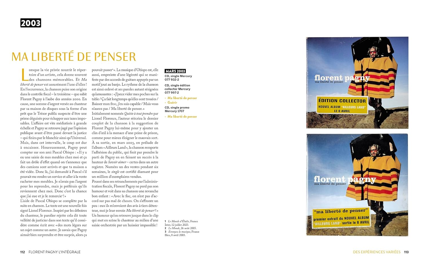 Florent Pagny - L'intégrale - EPA Ed. - Livre - - La Guilde Culinaire