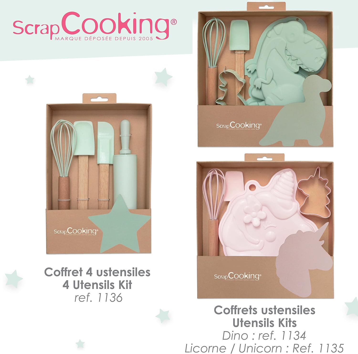 Coffret 4 ustensiles pâtisserie enfants - Scrapcooking - Ensemble d'ustensiles à pâtisserie - - La Guilde Culinaire