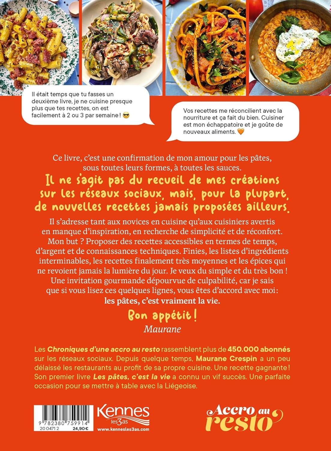 Les pâtes, c'est vraiment la vie - Kennes - Livre de cuisine - - La Guilde Culinaire