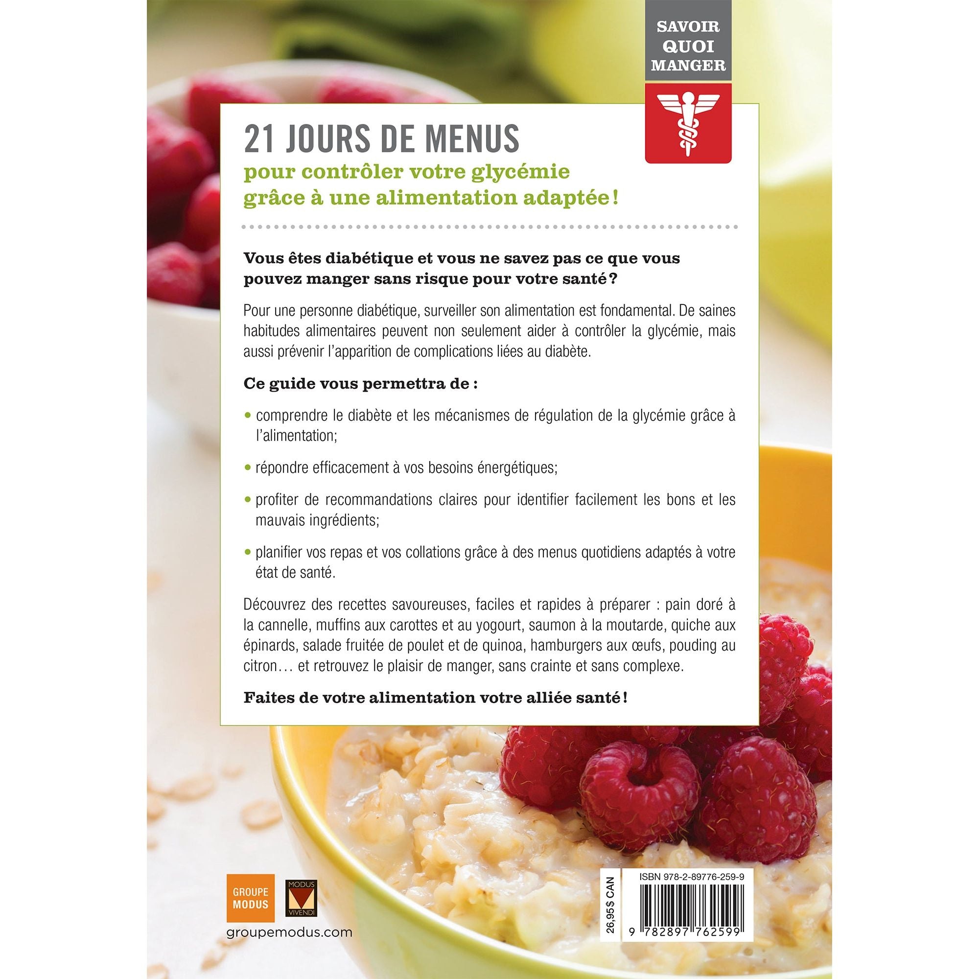 Savoir quoi manger - Diabète - Modus Vivendi Ed. - Livre de cuisine - - La Guilde Culinaire