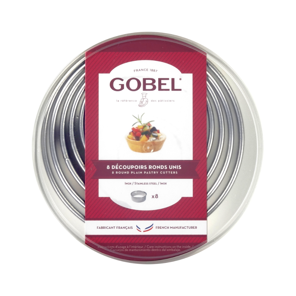 8 découpoirs ronds unis inox - Gobel - Moule à pâtisserie - - La Guilde Culinaire