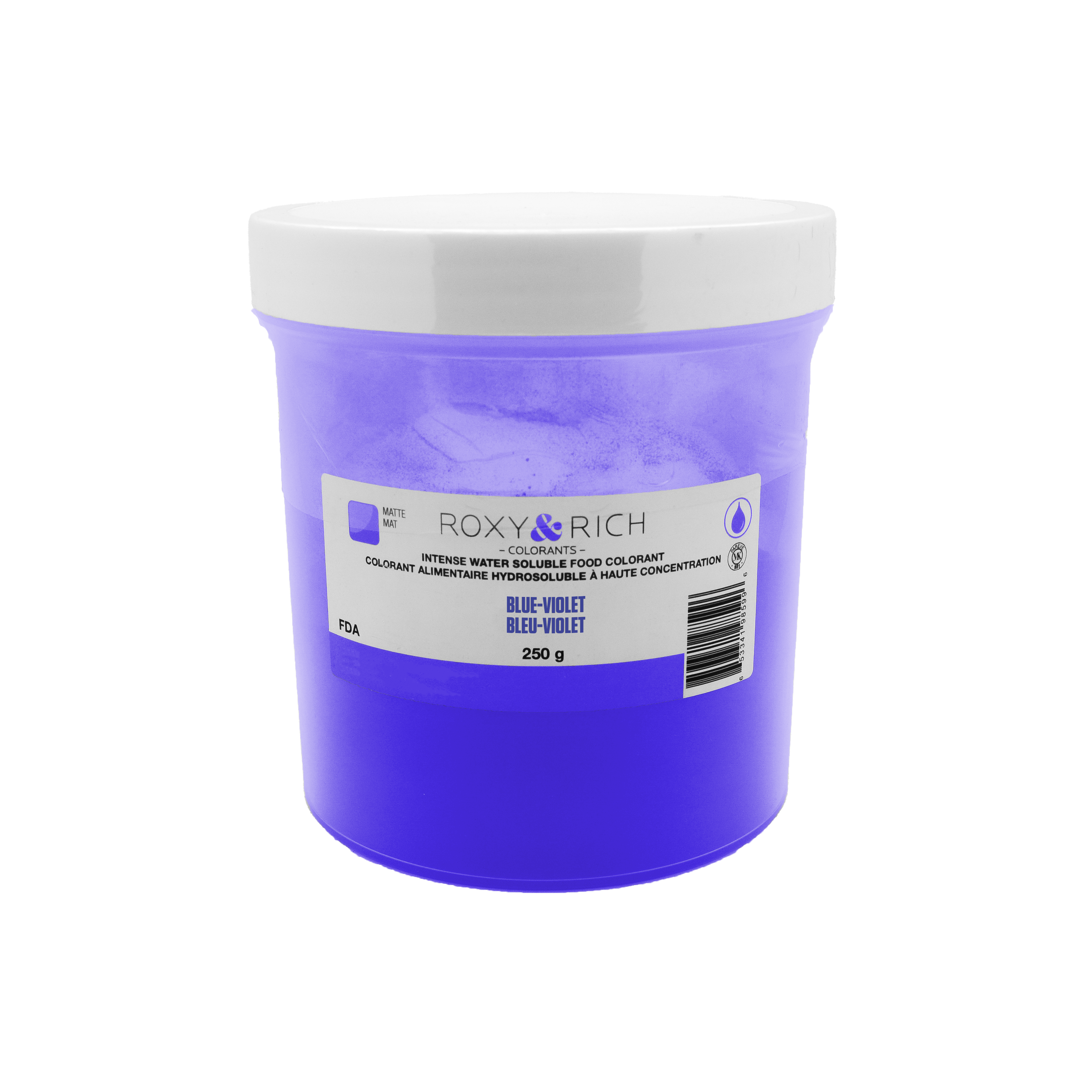 Colorant alimentaire hydrosoluble Bleu-Violet 250g - Roxy & Rich - Colorant alimentaire hydrosoluble - H250-019 - La Guilde Culinaire