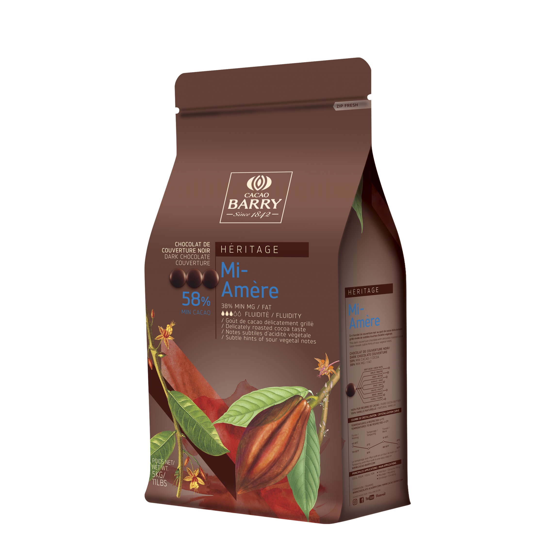 Chocolat Mi-Amère Héritage 58% 5kg - Cacao Barry - Chocolat noir - MI-AMERE - F - La Guilde Culinaire