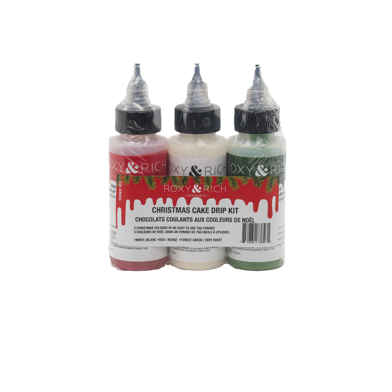 Chocolat Coulant - Mini Cake Drip spécial Noël (3x75g) - Roxy & Rich - Chocolat coulant pour gâteau - - La Guilde Culinaire