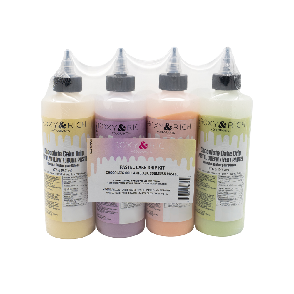 Chocolat Coulant - Cake Drip Ensemble Pastel (4x275g) - Roxy & Rich - Chocolat coulant pour gâteau - - La Guilde Culinaire
