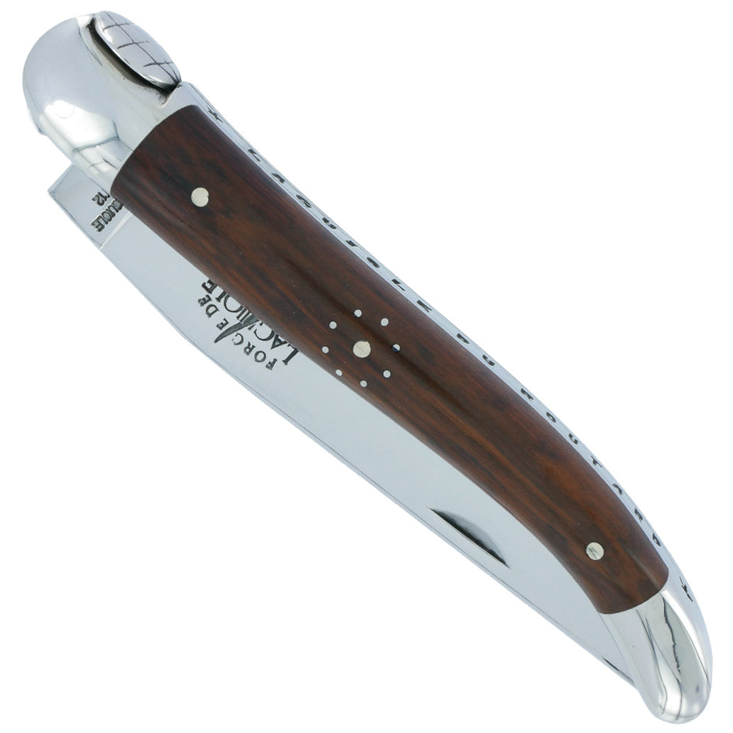 Couteau pliant 11 cm, mitre inox brillant, Amourette + Étui Buron Chocolat – Laguiole - Laguiole - Couteau de poche - - La Guilde Culinaire