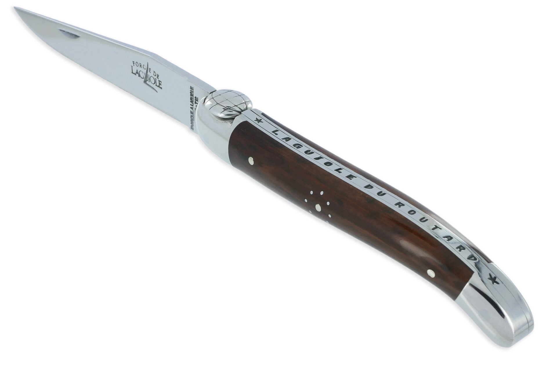 Couteau pliant 11 cm, mitre inox brillant, Amourette + Étui Buron Chocolat – Laguiole - Laguiole - Couteau de poche - - La Guilde Culinaire