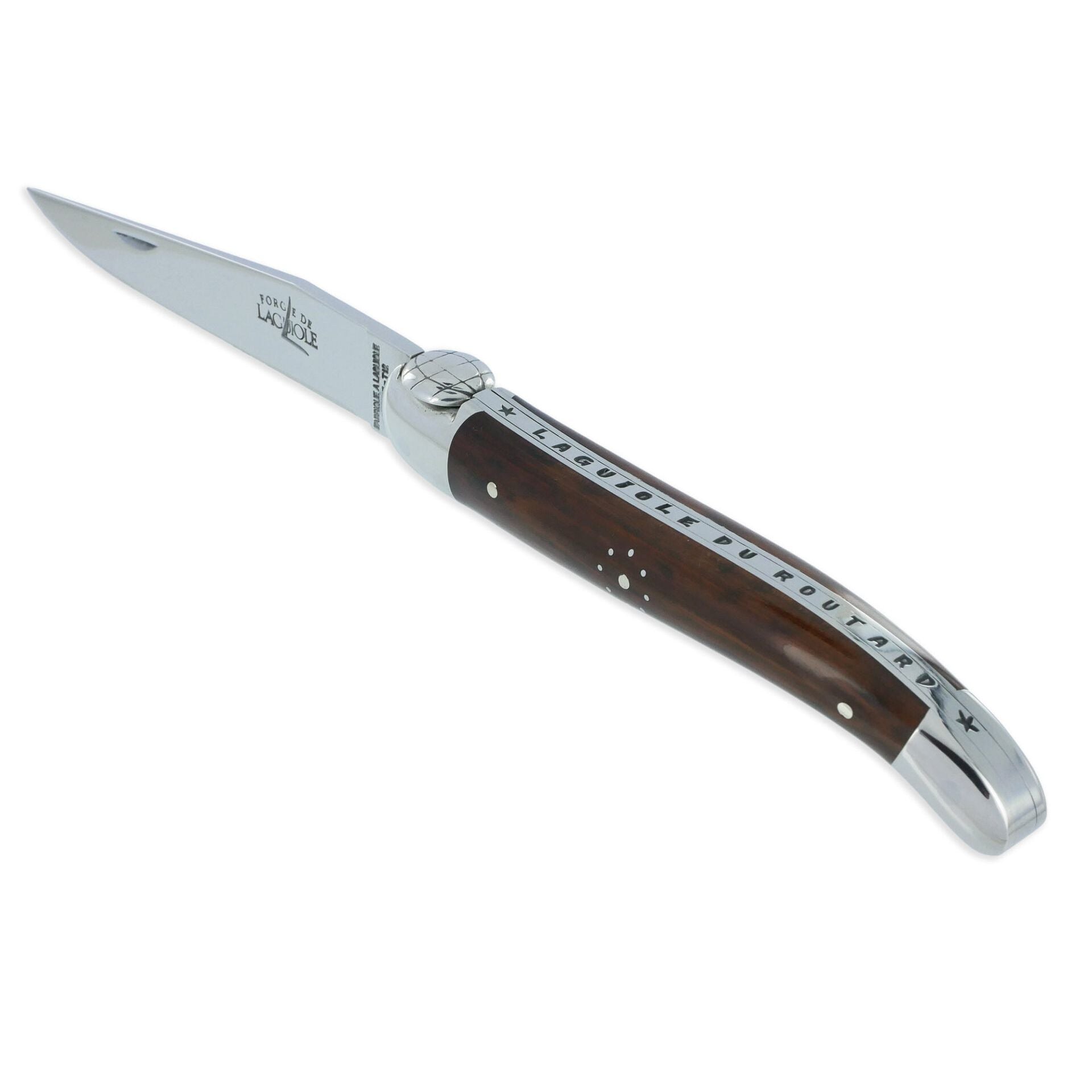 Couteau pliant 11 cm, mitre inox brillant, Amourette + Étui Buron Chocolat – Laguiole - Laguiole - Couteau de poche - - La Guilde Culinaire