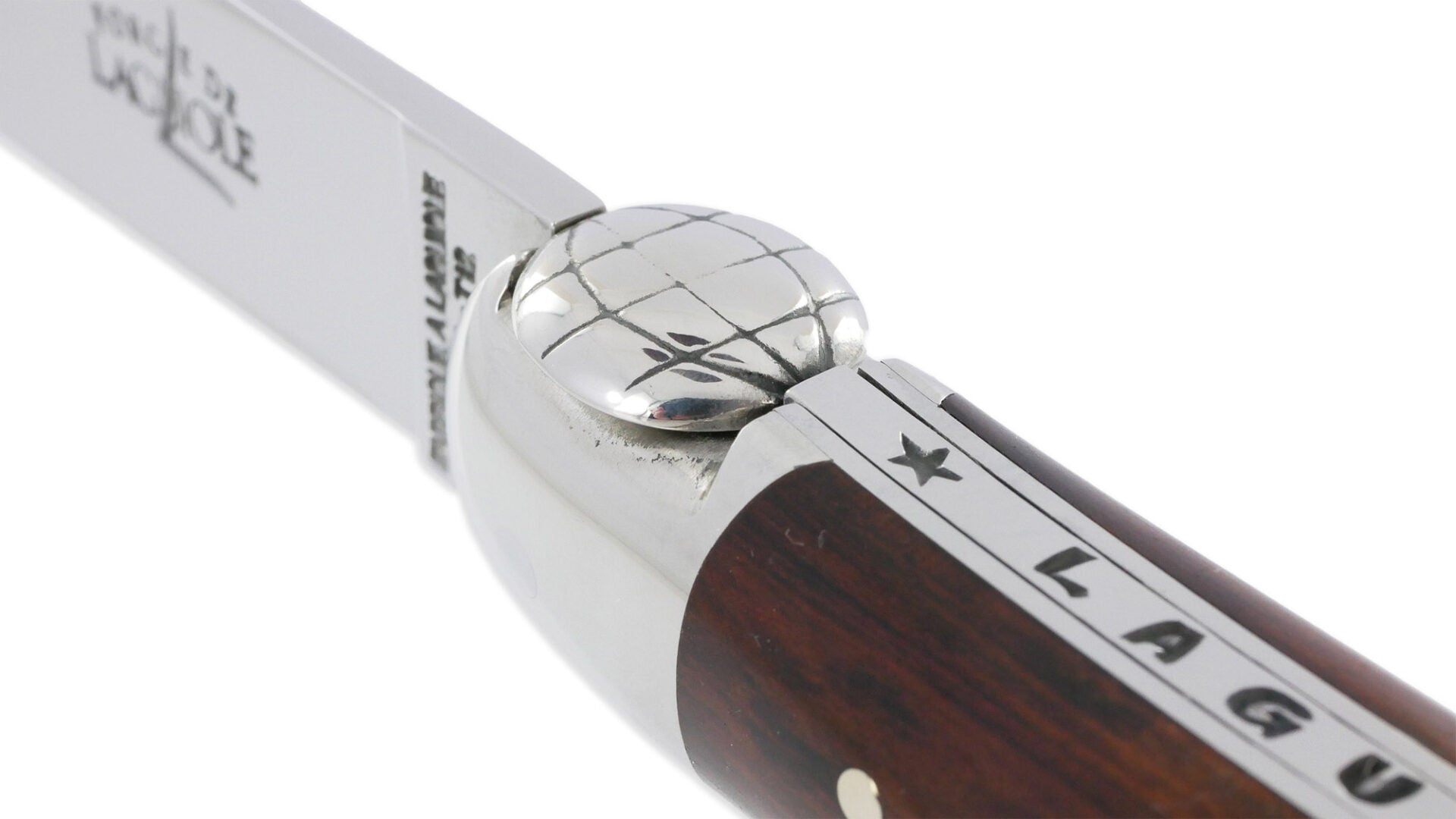 Couteau pliant 11 cm, mitre inox brillant, Amourette + Étui Buron Chocolat – Laguiole - Laguiole - Couteau de poche - - La Guilde Culinaire