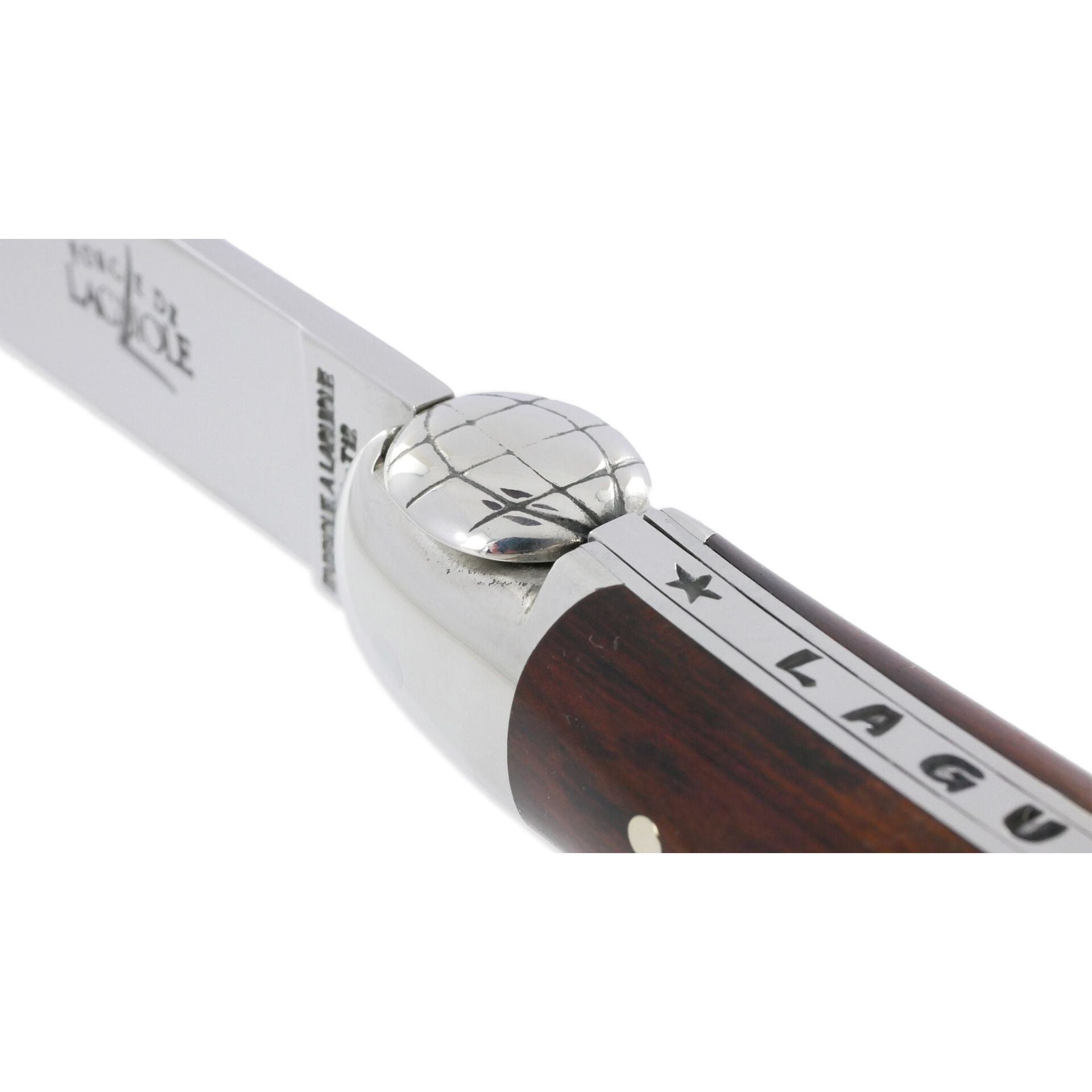 Couteau pliant 11 cm, mitre inox brillant, Amourette + Étui Buron Chocolat – Laguiole - Laguiole - Couteau de poche - - La Guilde Culinaire