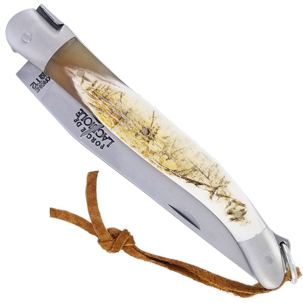 Couteau pliant 11 cm, mitre inox satinée, Pointe de corne Aubrac – Laguiole - Laguiole - Couteau de poche - - La Guilde Culinaire