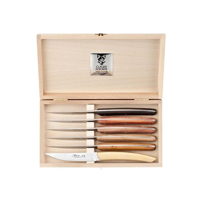 Coffret hêtre 6 couteaux de table Le Thiers manche bois - Claude Dozorme - Couteau de table - - La Guilde Culinaire