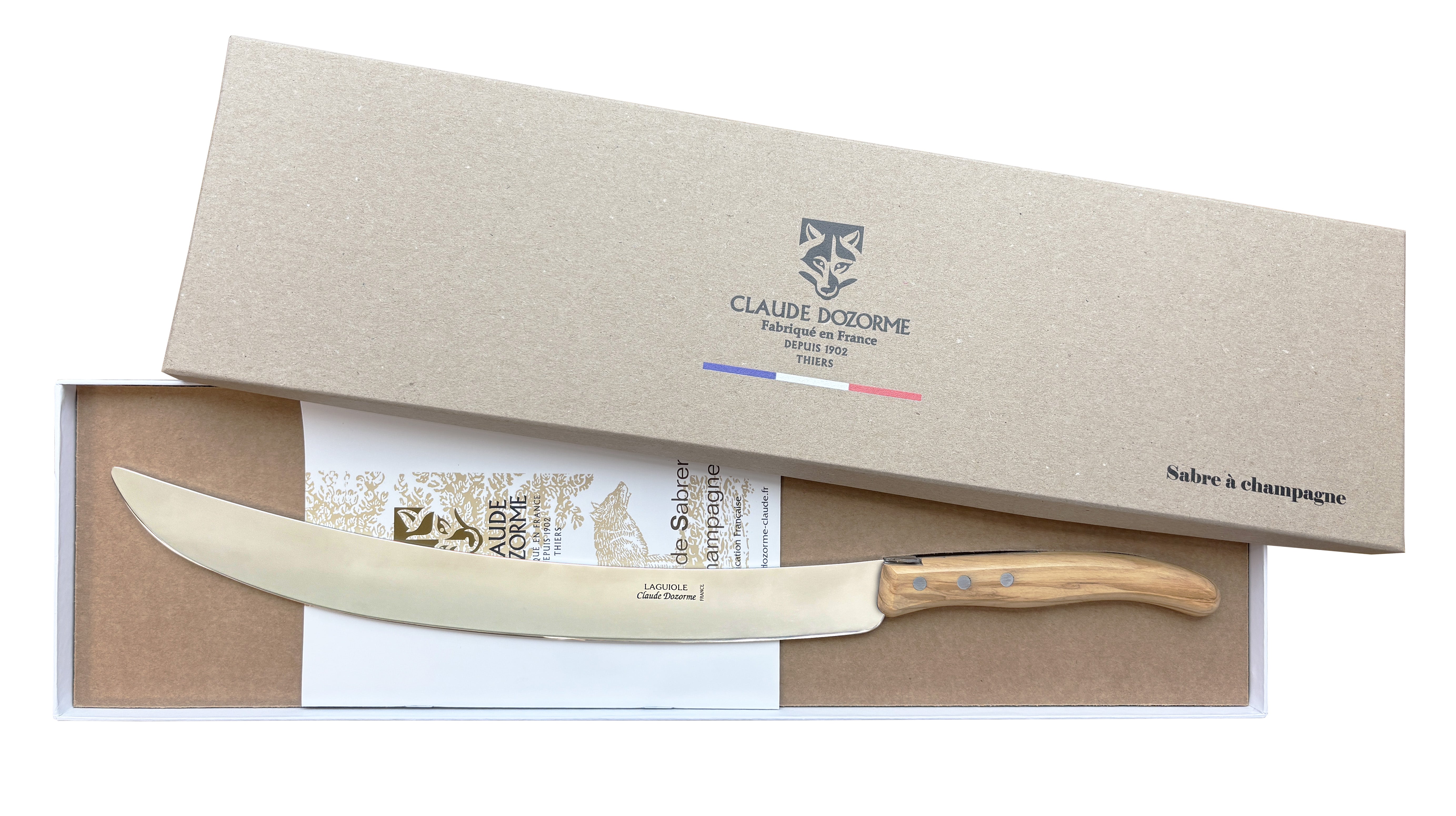 Sabre à Champagne - Claude Dozorme Bois d'olivier - Claude Dozorme - Sabre à champagne - D6.40.063.89 - La Guilde Culinaire