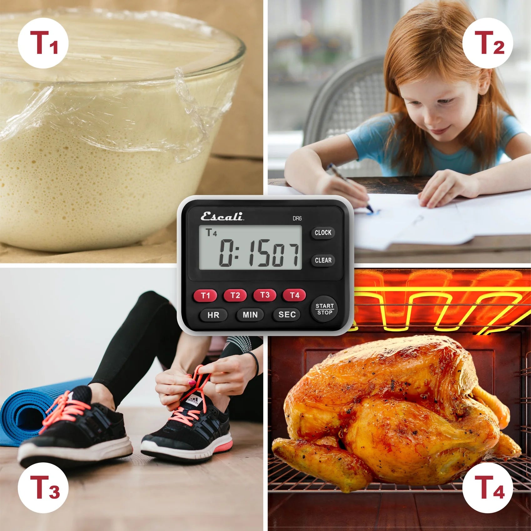 Minuterie numérique à 4 canaux - Escali - Minuteur de cuisson - - La Guilde Culinaire