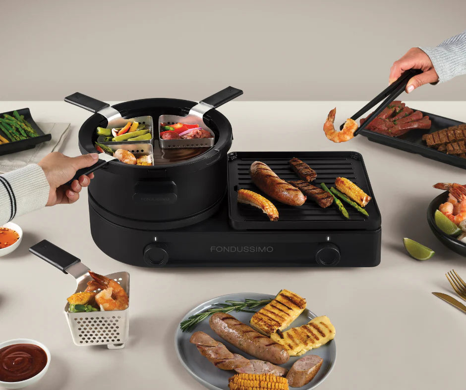 Ensemble Fondue-Plancha Festi-Grill - Fondussimo - Service à fondue - - La Guilde Culinaire