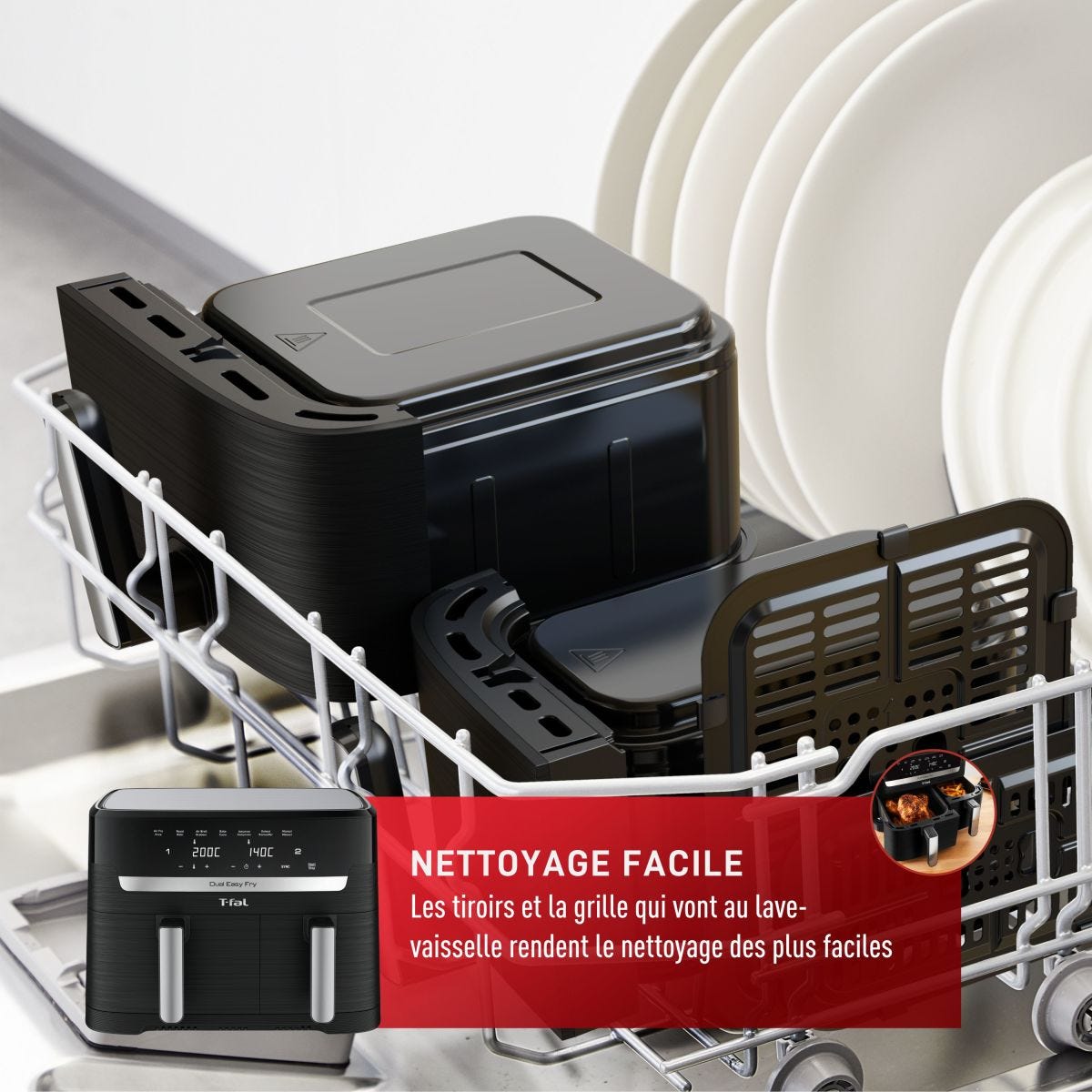 Friteuse à air, deux tiroirs 8,3 L- T-fal - T-fal - Air fryer - - La Guilde Culinaire