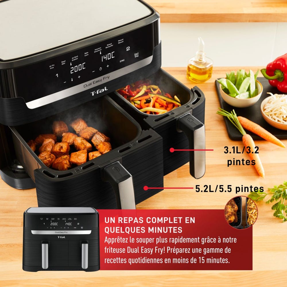Friteuse à air, deux tiroirs 8,3 L- T-fal - T-fal - Air fryer - - La Guilde Culinaire