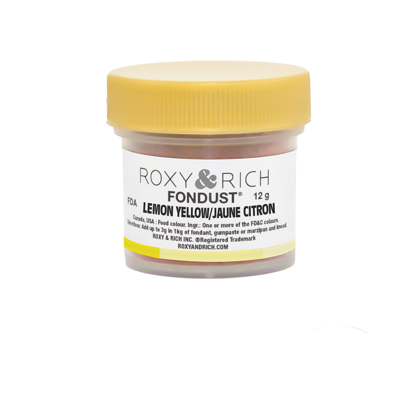 Colorant FONDUST Jaune Citron 12g - Roxy & Rich - Colorant alimentaire hydrosoluble - F15-005 - La Guilde Culinaire