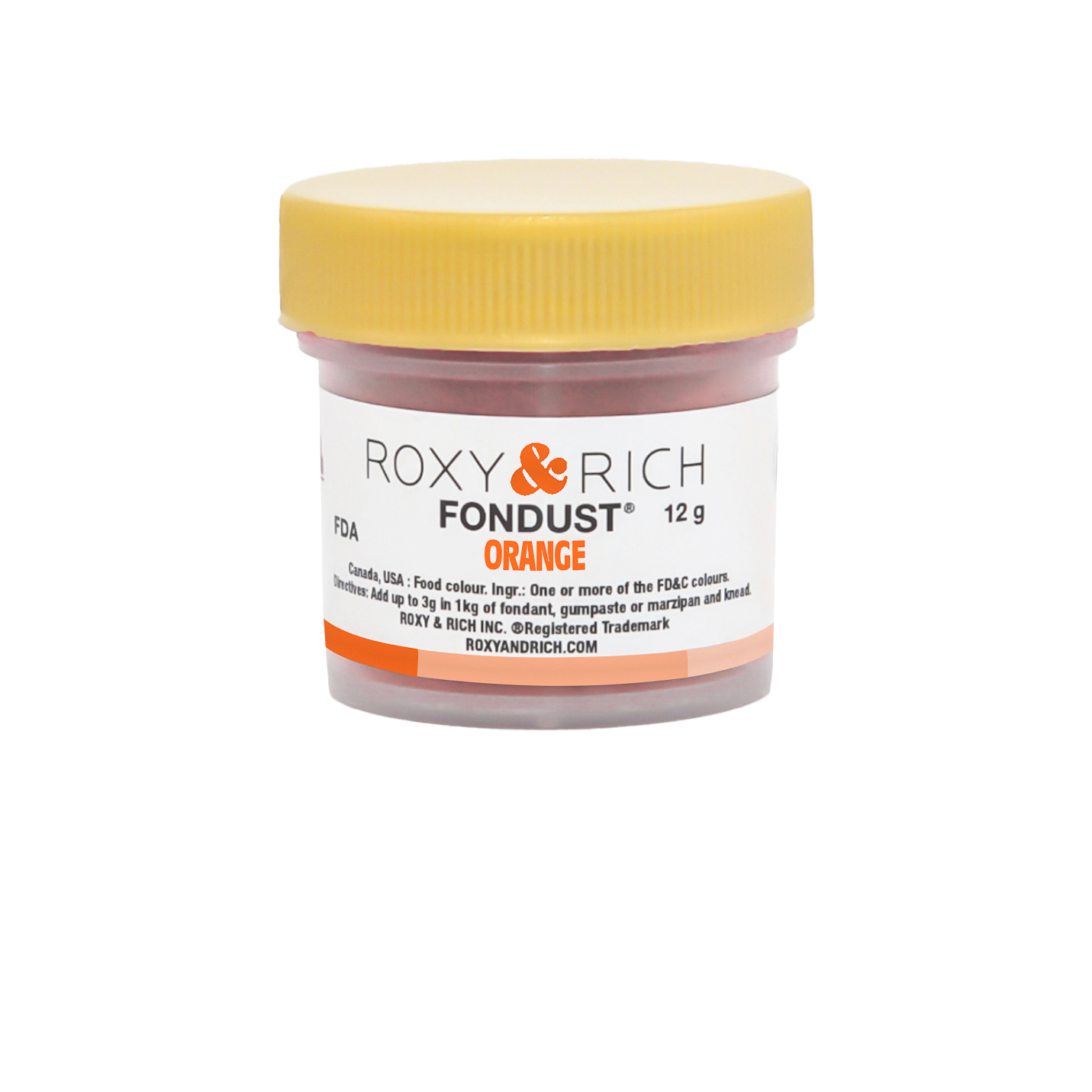 Colorant FONDUST Orange 12g - Roxy & Rich - Colorant alimentaire hydrosoluble - F15-007 - La Guilde Culinaire