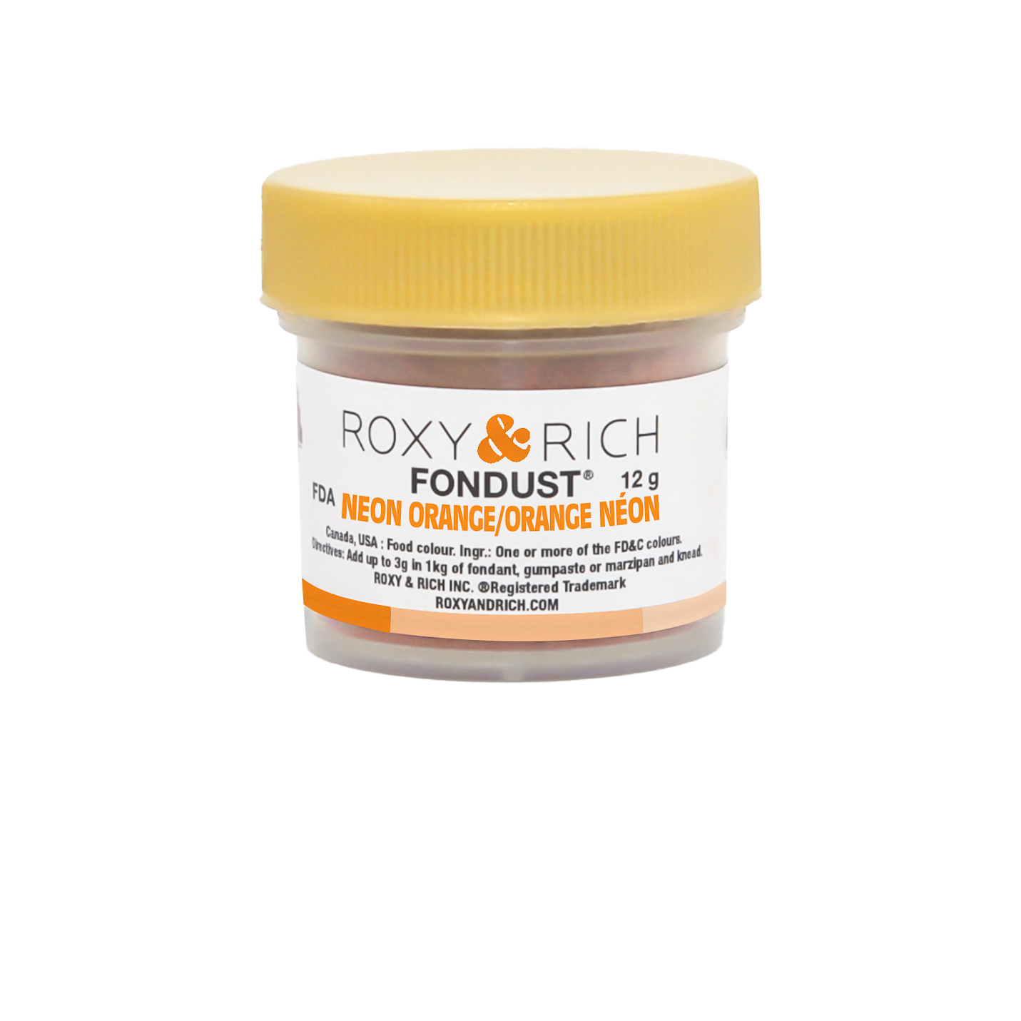 Colorant FONDUST Orange Néon 12g - Roxy & Rich - Colorant alimentaire hydrosoluble - F15-008 - La Guilde Culinaire