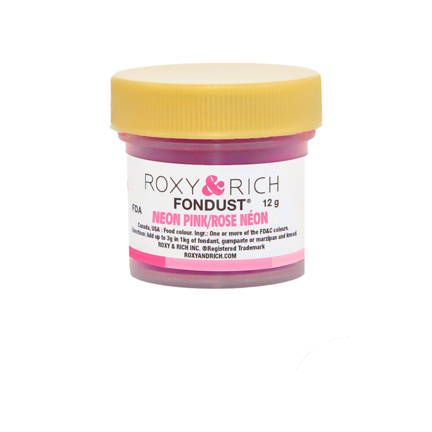 Colorant FONDUST Rose Néon 12g - Roxy & Rich - Colorant alimentaire hydrosoluble - F15-018 - La Guilde Culinaire