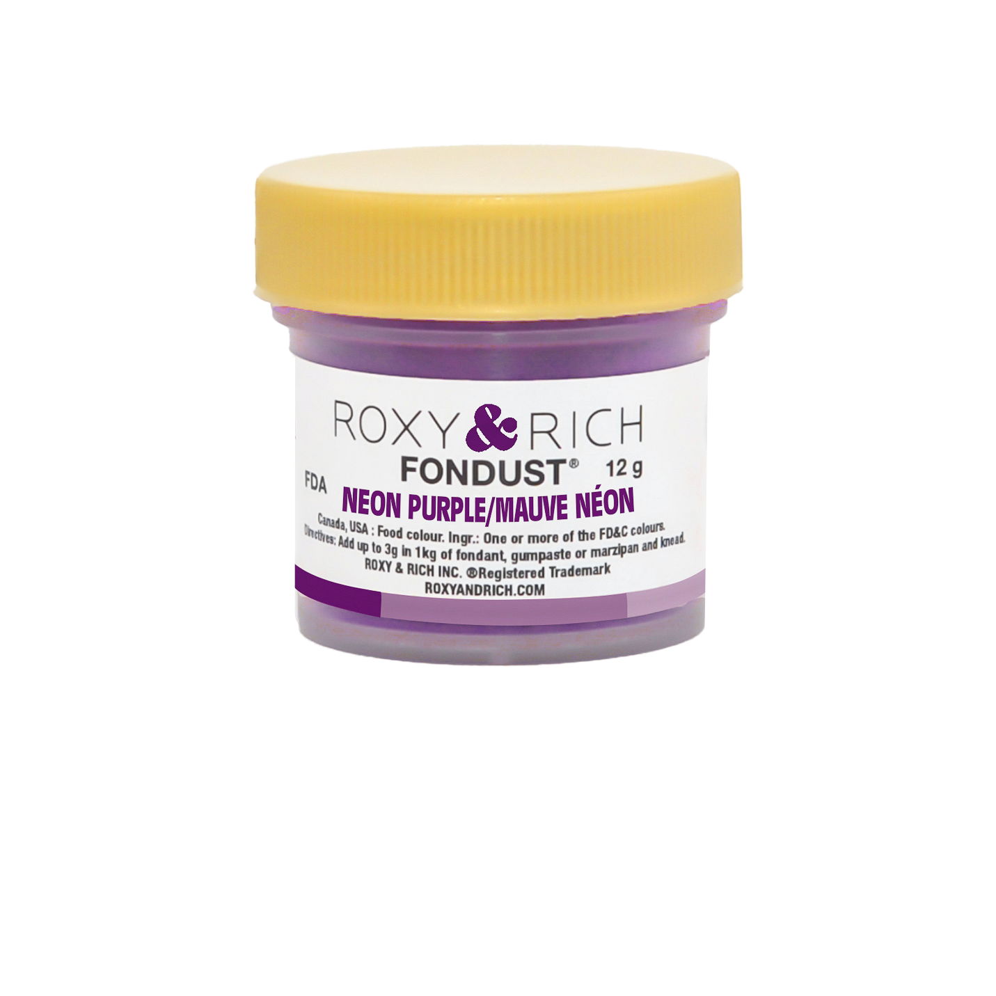 Colorant FONDUST Mauve Néon 12g - Roxy & Rich - Colorant alimentaire hydrosoluble - F15-021 - La Guilde Culinaire