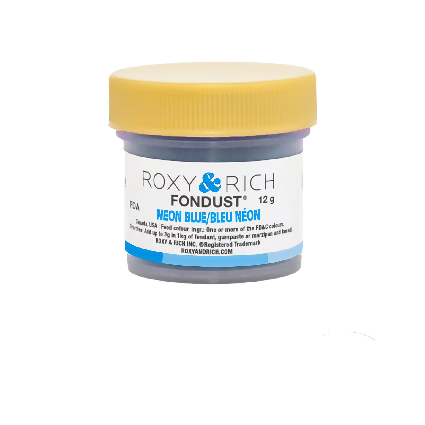 Colorant FONDUST Bleu Néon 12g - Roxy & Rich - Colorant alimentaire hydrosoluble - F15-024 - La Guilde Culinaire