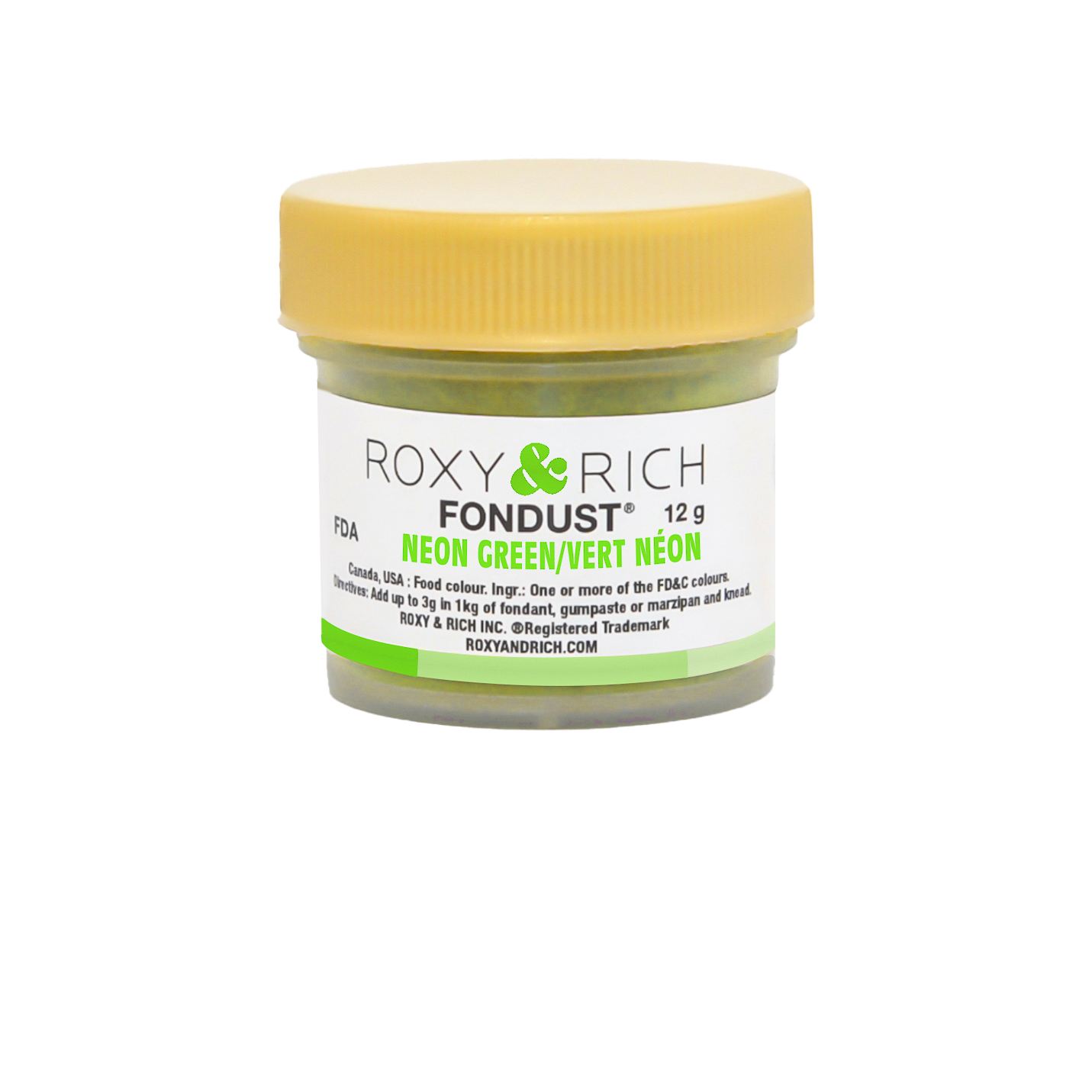 Colorant FONDUST Vert Néon 12g - Roxy & Rich - Colorant alimentaire hydrosoluble - F15-032 - La Guilde Culinaire