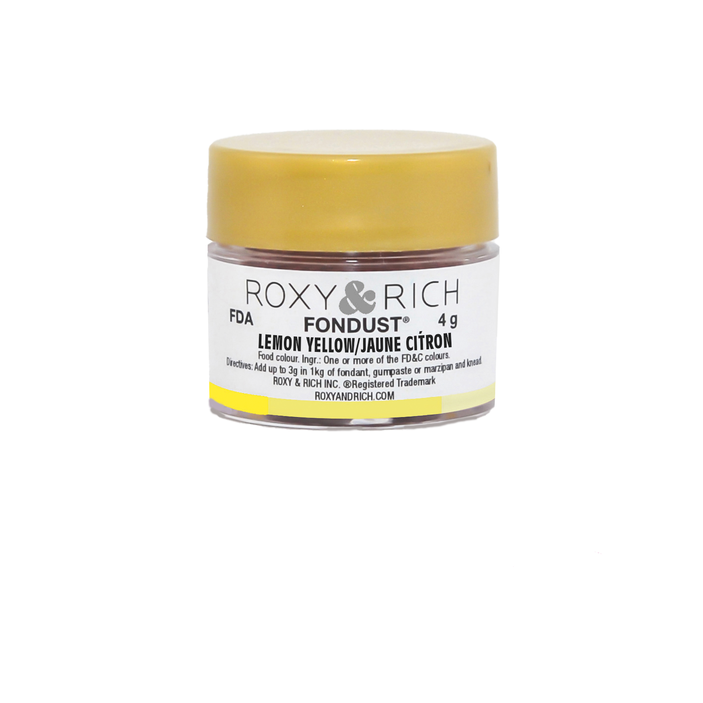 Colorant FONDUST Jaune Citron 4g - Roxy & Rich - Colorant alimentaire hydrosoluble - F4-005 - La Guilde Culinaire