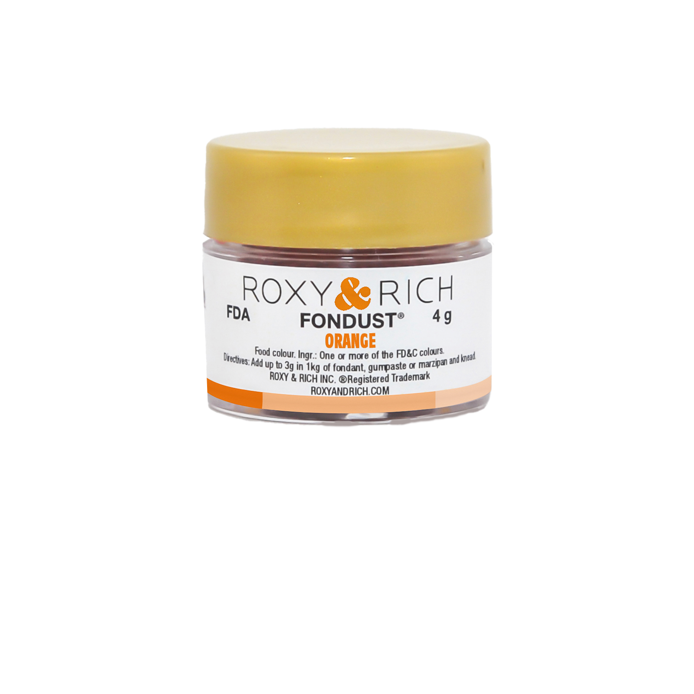 Colorant FONDUST Orange 4g - Roxy & Rich - Colorant alimentaire hydrosoluble - F4-007 - La Guilde Culinaire