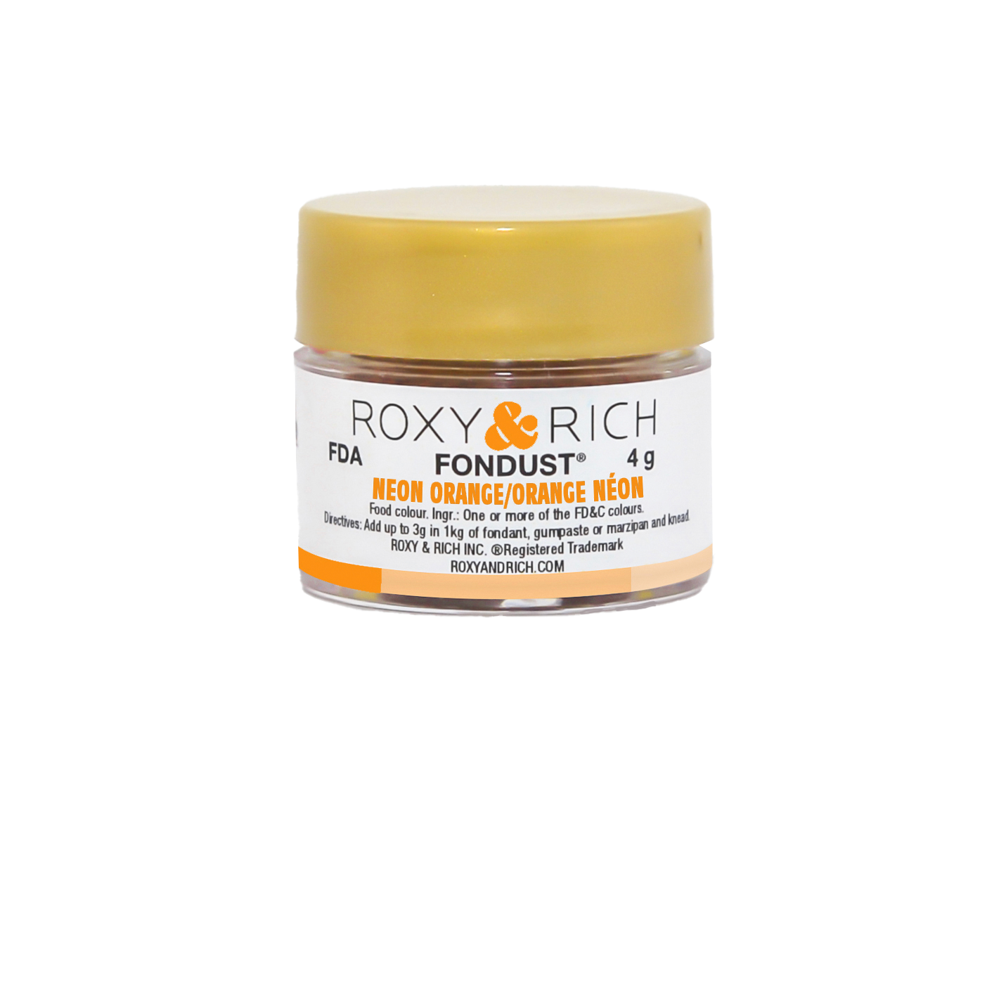 Colorant FONDUST Orange Néon 4g - Roxy & Rich - Colorant alimentaire hydrosoluble - F4-008 - La Guilde Culinaire