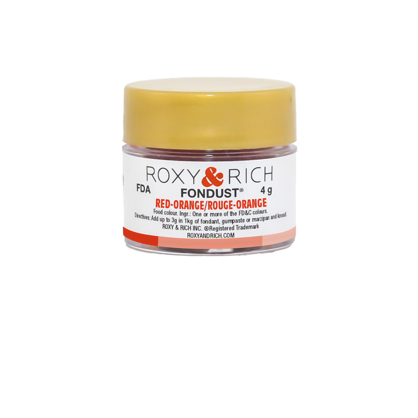 Colorant FONDUST Rouge Orange 4g - Roxy & Rich - Colorant alimentaire hydrosoluble - F4-009 - La Guilde Culinaire