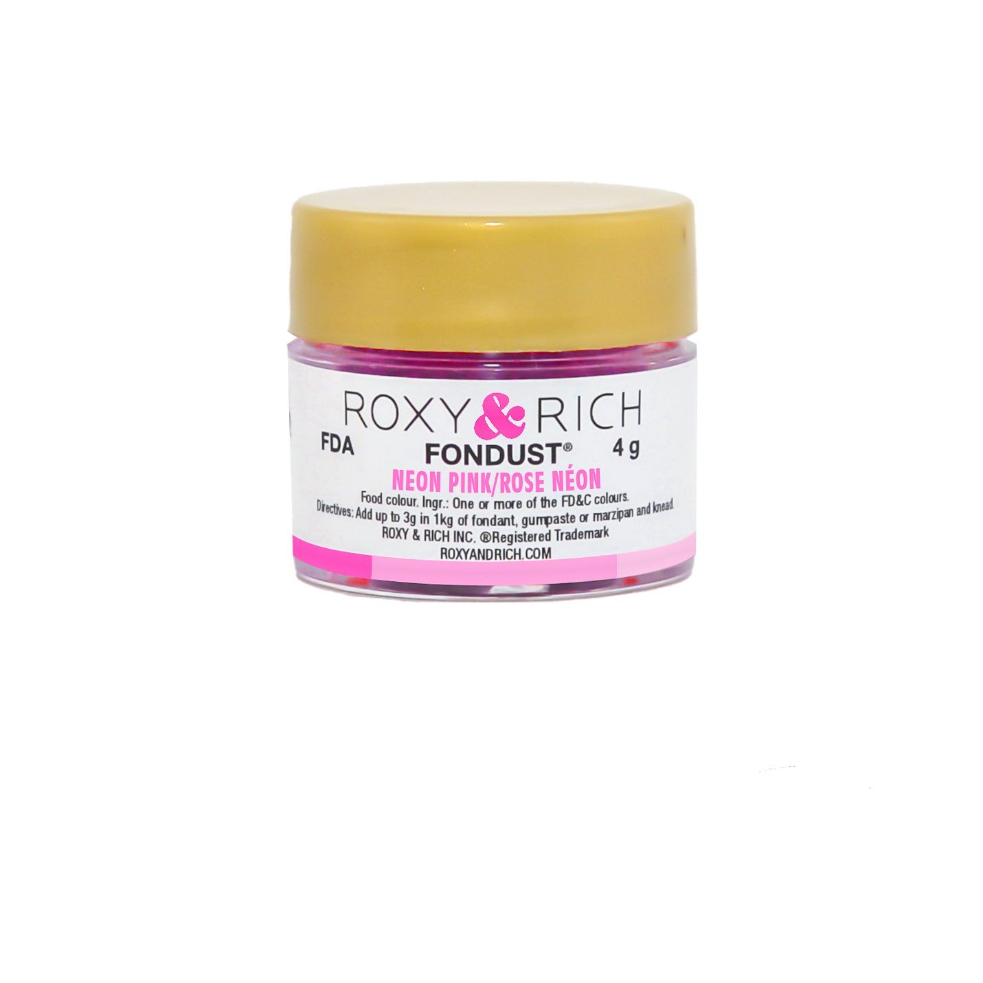 Colorant FONDUST Rose Néon 4g - Roxy & Rich - Colorant alimentaire hydrosoluble - F4-018 - La Guilde Culinaire