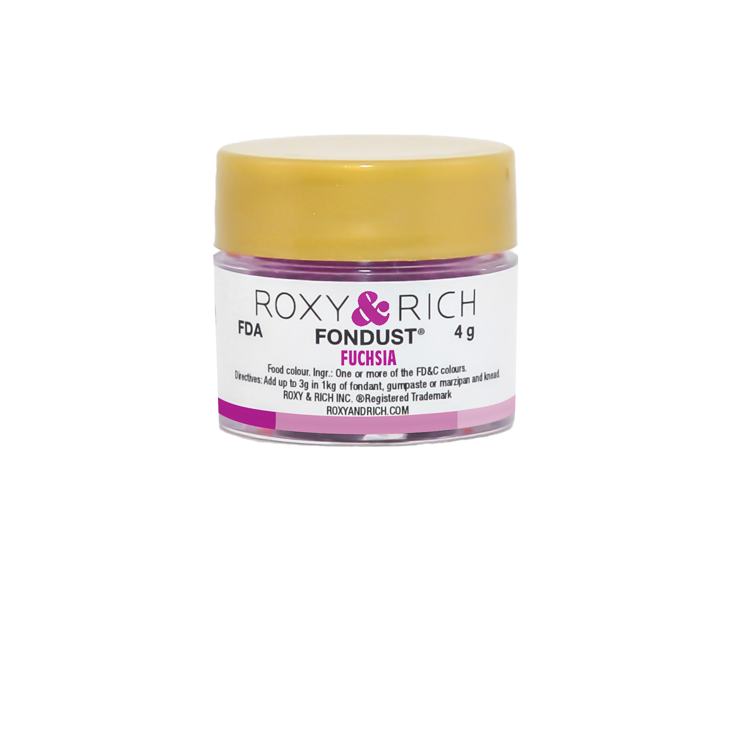Colorant FONDUST Fushia 4g - Roxy & Rich - Colorant alimentaire hydrosoluble - F4-019 - La Guilde Culinaire