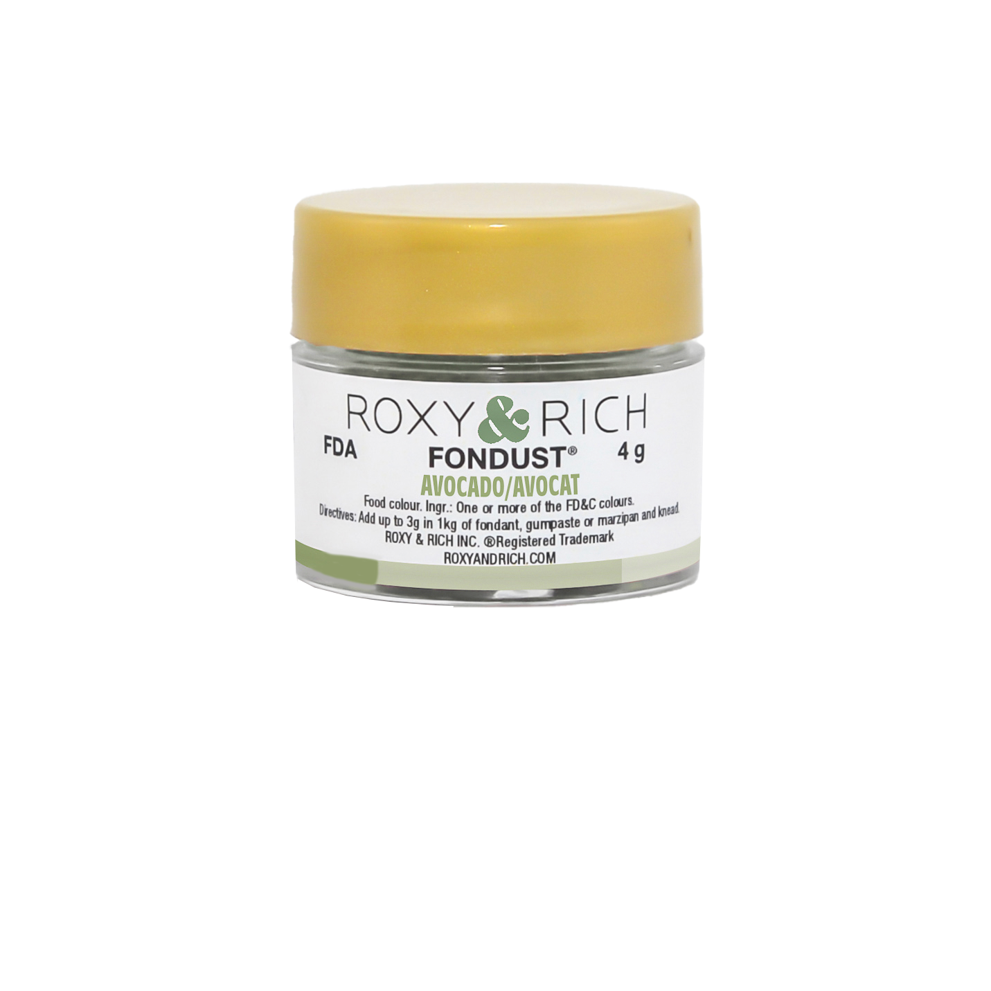 Colorant FONDUST Avocat 4g - Roxy & Rich - Colorant alimentaire hydrosoluble - F4-026 - La Guilde Culinaire