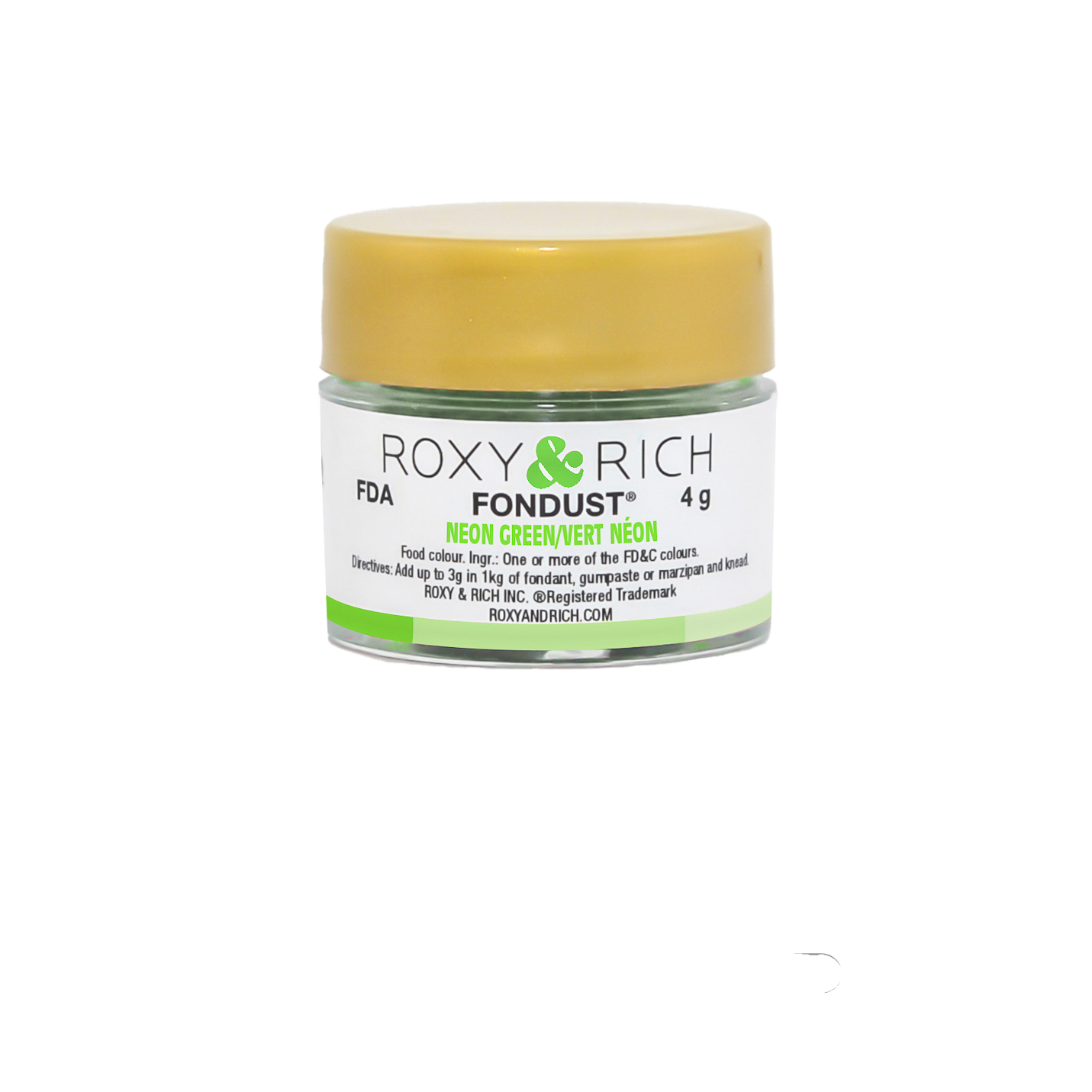 Colorant FONDUST Vert Néon 4g - Roxy & Rich - Colorant alimentaire hydrosoluble - F4-032 - La Guilde Culinaire