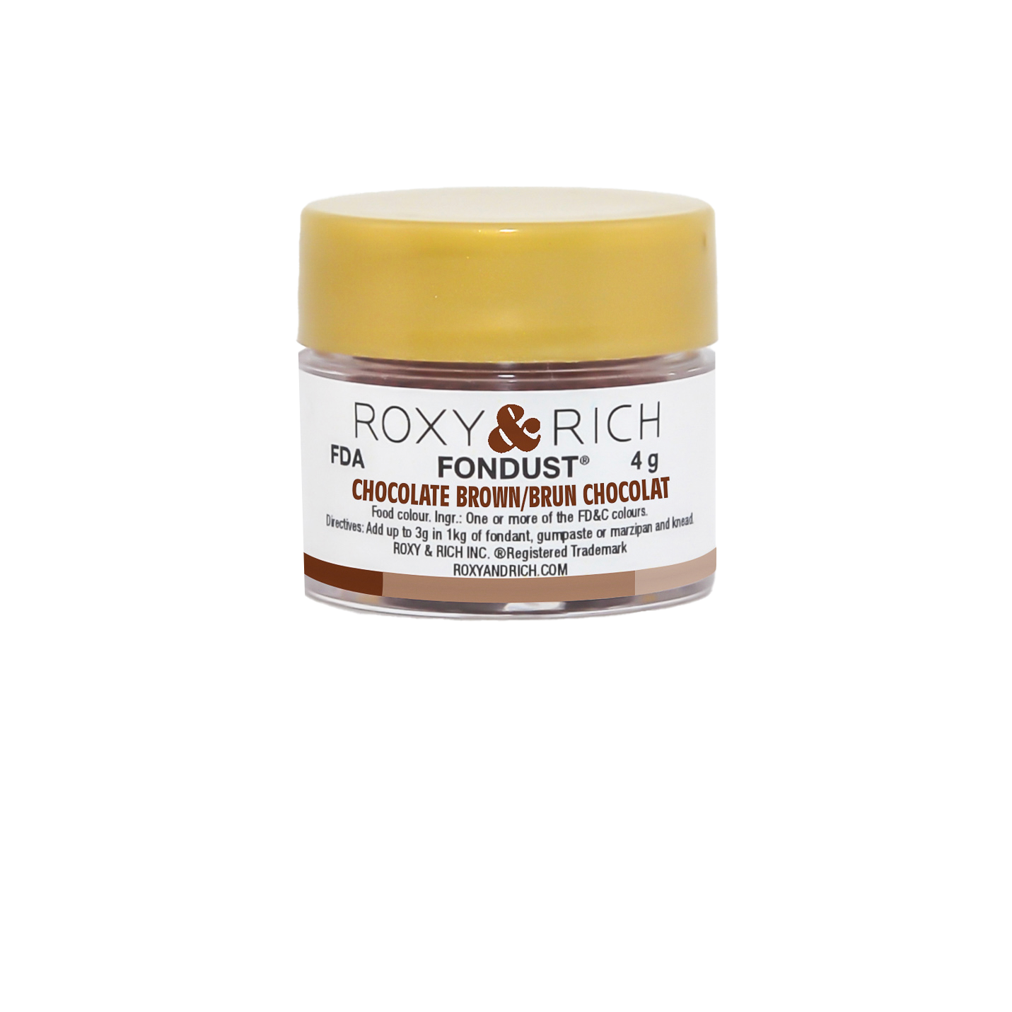 Colorant FONDUST Brun Chocolat 4g - Roxy & Rich - Colorant alimentaire hydrosoluble - F4-035 - La Guilde Culinaire