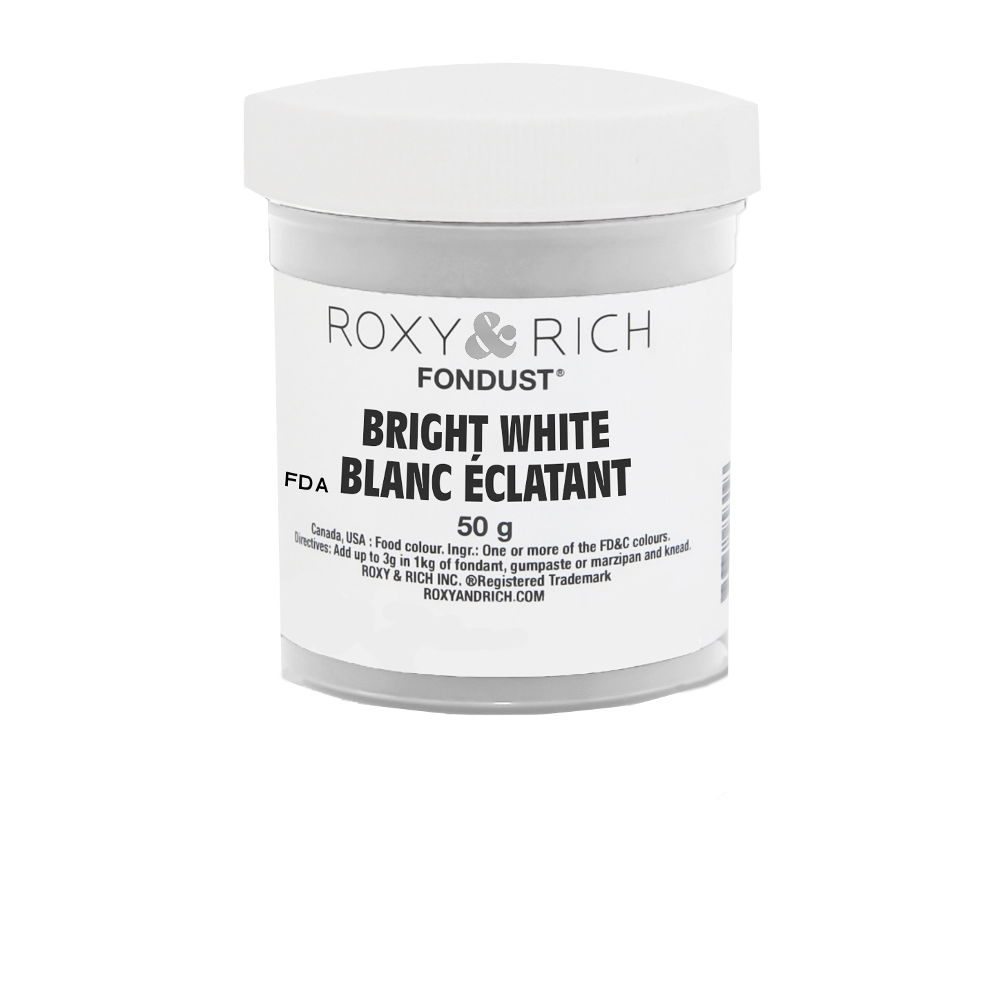 Colorant FONDUST Blanc Éclatant 50g - Roxy & Rich - Colorant alimentaire hydrosoluble - F60-001 - La Guilde Culinaire